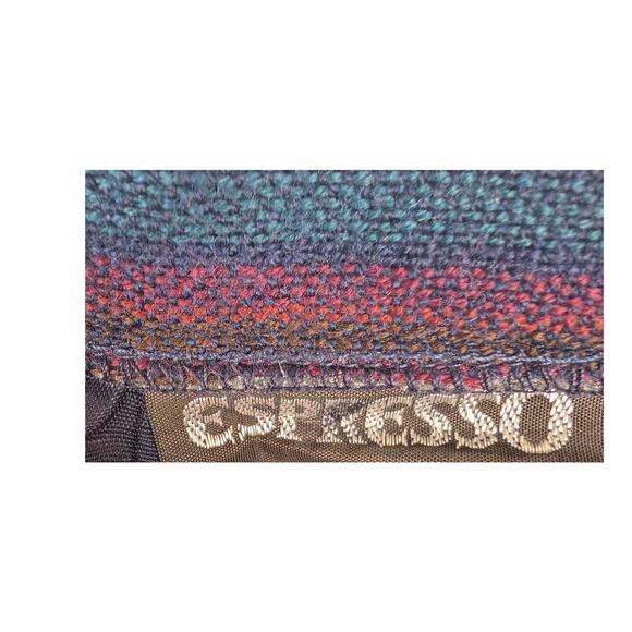 Vintage Espresso Striped Purple Blue Teal Skirt 100% Wool Union Made Size 12 - Picture 2 of 6